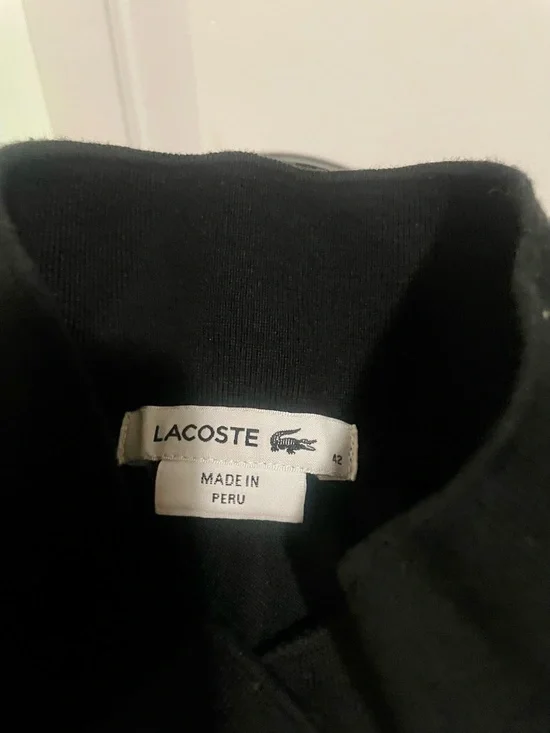 Lacoste Black Polo Top with Green Crocodile Emblem - Picture 3 of 4